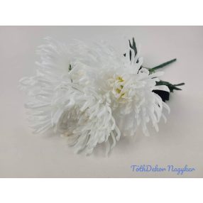 Pók krizantém 5 ágú selyem csokor 40cm - Fehér