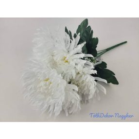 Pók krizantém 7 ágú selyem csokor 42cm - Fehér