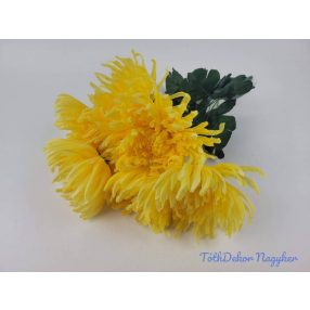 Pók krizantém 7 ágú selyem csokor 42cm - Sárga