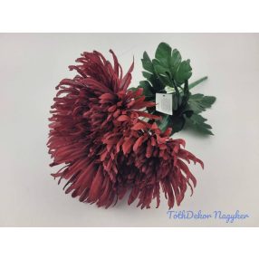 Pók krizantém 7 ágú selyem csokor 42cm - Bordó