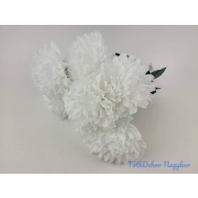 Krizantém 7 ágú selyem csokor 45cm - Fehér