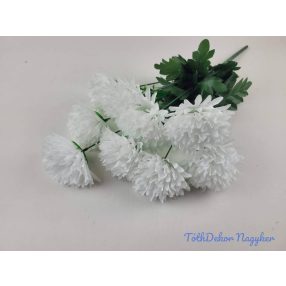   Krizantém 9 ágú szatén virágos csokor D8,5 M50cm - Fehér