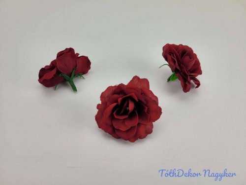 Rózsa selyemvirág fej 5 cm - Bordó