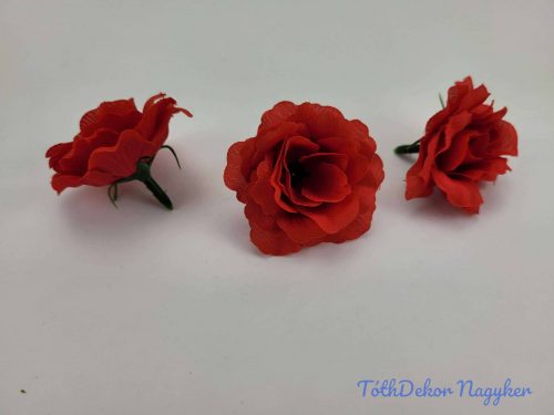 Rózsa selyemvirág fej 5 cm - Piros