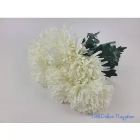   Dús tűszirmú krizantém 7 ágú selyem csokor 39cm - Krém