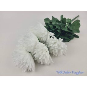 Tűszirmú krizantém 7 ágú selyem csokor 61cm - Fehér