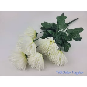 Tűszirmú krizantém 7 ágú selyem csokor 61cm - Krém