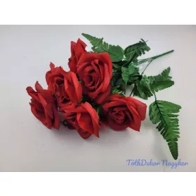 Rózsa 7 ágú selyem csokor 40 cm - Piros