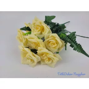 Rózsa 7 ágú selyem csokor 40 cm - Vaj