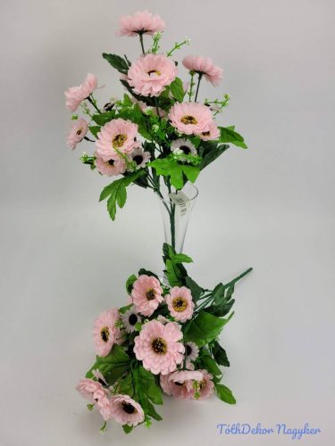 Százszorszép 21 fejes selyemvirág csokor 39 cm - Halvány Rózsaszín