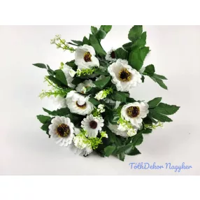 Százszorszép 7 ágú selyemvirág csokor 31 cm - Fehér