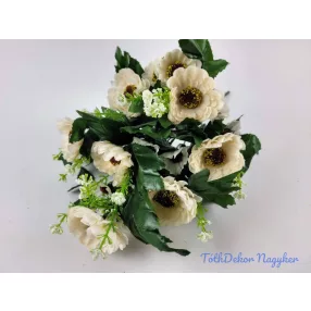 Százszorszép 7 ágú selyemvirág csokor 31 cm - Ekrüs
