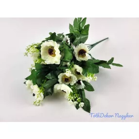   Százszorszép 7 ágú selyemvirág csokor 31 cm - Halvány Krém
