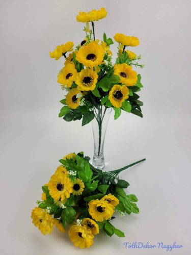 Százszorszép 21 fejes selyemvirág csokor 39 cm - Sárga