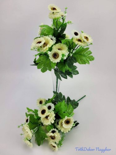 Százszorszép 21 fejes selyemvirág csokor 39 cm - Krém