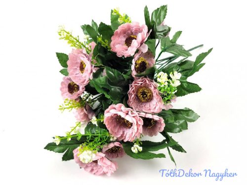 Százszorszép 7 ágú selyemvirág csokor 31 cm - Lilás Rózsaszín
