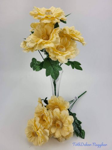 Zinnia 7 fejes selyemvirág csokor 28 cm - Halvány Barack
