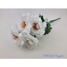Zinnia 7 ágú selyem csokor 40 cm - Fehér