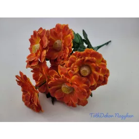 Zinnia 7 ágú selyem csokor 40 cm - Narancs