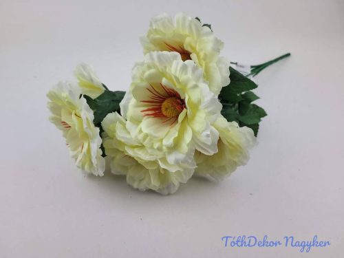 Zinnia 7 ágú selyem csokor 40 cm - Krém