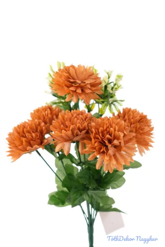Krizantém 6v selyem csokor 38cm - Őszi Narancs