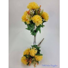 Krizantém 6v selyem csokor 38cm - Vajsárga