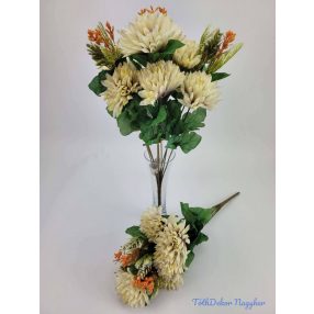Krizantém 6v selyem csokor 38cm - Púderes