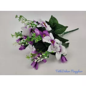 Orchidea 9 ágú selyem csokor 39 cm - Lilás