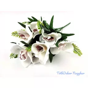 Orchidea 10 ágú selyemvirág csokor 46 cm - Fehér