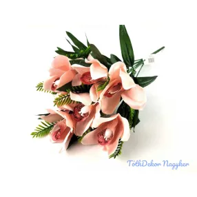 Orchidea 10 ágú selyemvirág csokor 46 cm - Púder