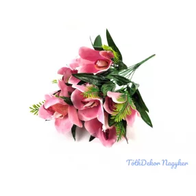Orchidea 10 ágú selyemvirág csokor 46 cm - Sötét Púder