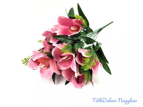 Orchidea 10 ágú selyemvirág csokor 46 cm - Sötét Púder