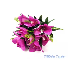   Orchidea 10 ágú selyemvirág csokor 46 cm - Lilás Rózsaszín
