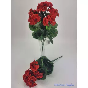 Muskátli 5 ágú selyemvirág csokor 35 cm - Piros