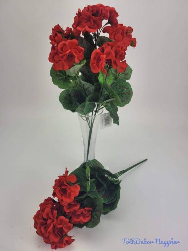 Muskátli 5 ágú selyemvirág csokor 35 cm - Piros