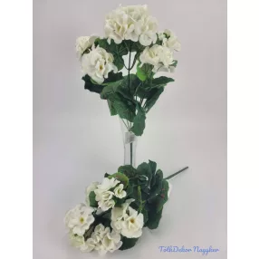Muskátli 5 ágú selyemvirág csokor 35 cm - Fehér