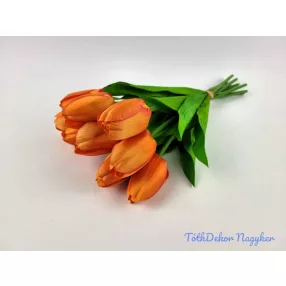 Tulipán 9 szálas kötegelt csokor 38 cm - Világos Narancs