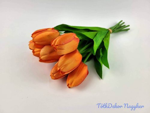 Tulipán 9 szálas kötegelt csokor 38 cm - Világos Narancs