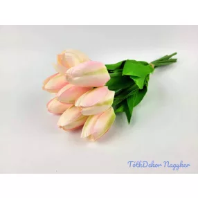   Tulipán 9 szálas kötegelt csokor 38 cm - Halvány Rózsaszínes