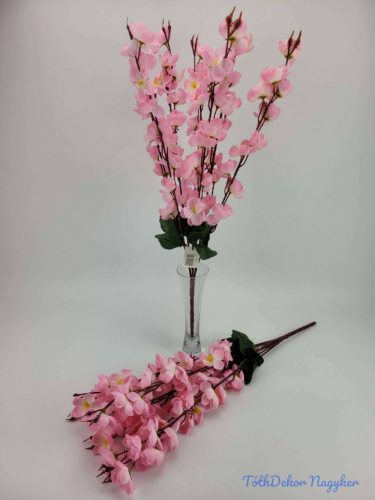 Barackvirág 7 ágú selyemvirág csokor 57 cm - Sötét Rózsaszín