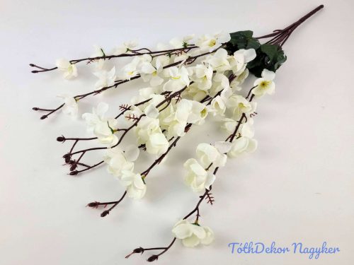 Barackvirág 7 ágú selyemvirág csokor 57 cm - Fehér