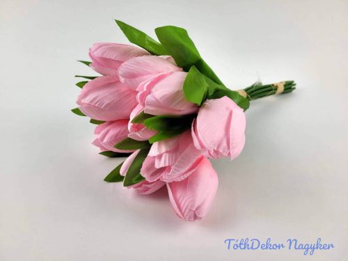 Tulipán 12 szálas kötegelt csokor 36 cm - Világos Rózsaszín