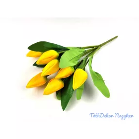 Tulipán hegyes 9 ágú selyem csokor 45 cm - Sárga