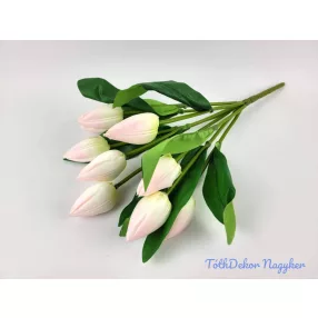   Tulipán hegyes 9 ágú selyem csokor 45 cm - Babarózsaszín