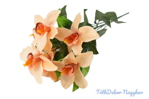 Orchidea 7 ágú selyemvirág csokor 45 cm - Barack