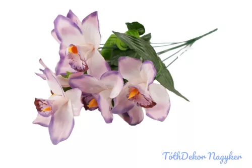 Orchidea 7 ágú selyemvirág csokor 45 cm - Világos Lila