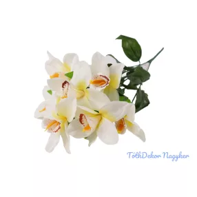 Orchidea 7 ágú selyemvirág csokor 45 cm - Fehér