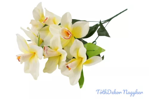 Orchidea 7 ágú selyemvirág csokor 45 cm - Krém