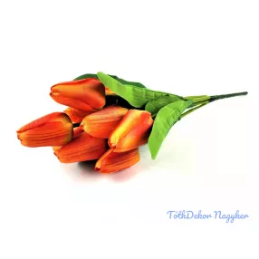 Tulipán 9 ágú selyem csokor 37 cm - Narancs