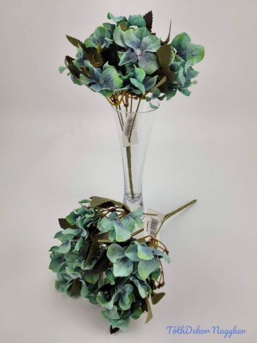 Hortenzia 5 ágú selyemvirág csokor 25 cm - Kékes